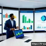 Home 22 지속가능성 보고서 작성 실전 가이드 - A modern corporate sustainability report presentation scene in a bright, professional office setting...